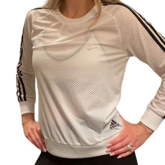 ADIDAS Like New Women’s 3-stripe mesh long-sleeve shirt - Picture 1 of 6